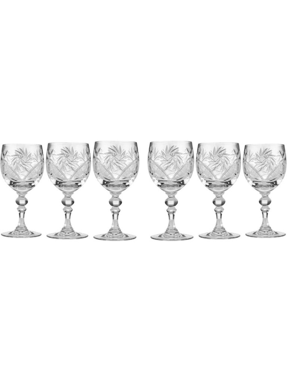 Handmade Vintage Crystal Wine Glasses Set of 6 | Elegant 8.8 oz Goblets for Red